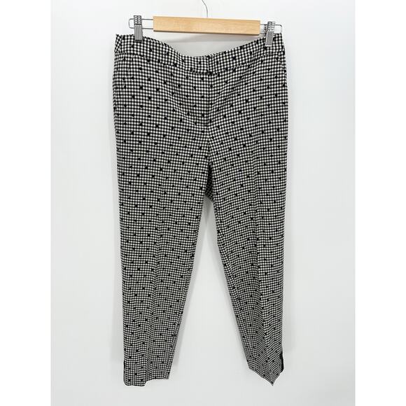 Talbots Dress Pants Women 2 Black White Wool Gingham Polka Dot Bow Ankle Detail - Picture 1 of 9